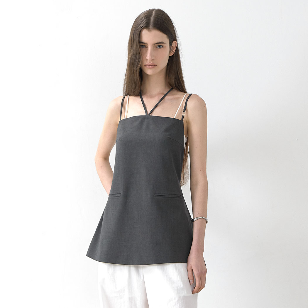 (BL-4330)LYNN BACK LESS RIBBON BLOUSE