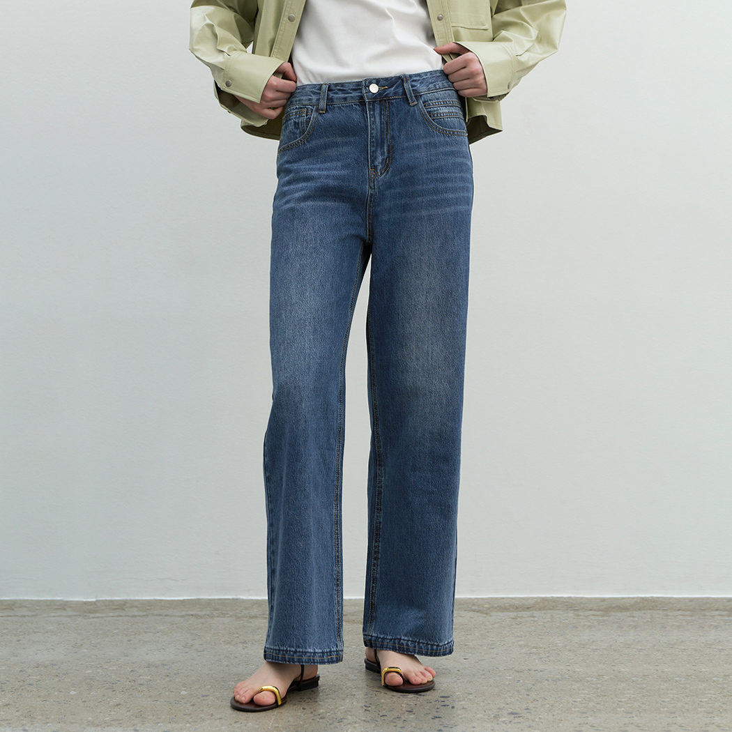 (Z-PT-4793)LOOSE STRAIGHT DENIM PANTS