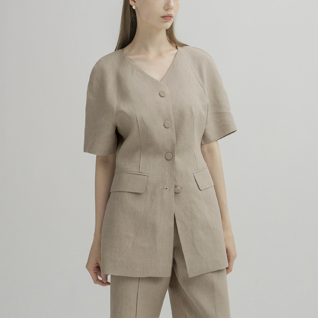 (JK-2684) Ambience Set-up Linen Half Jacket Korea