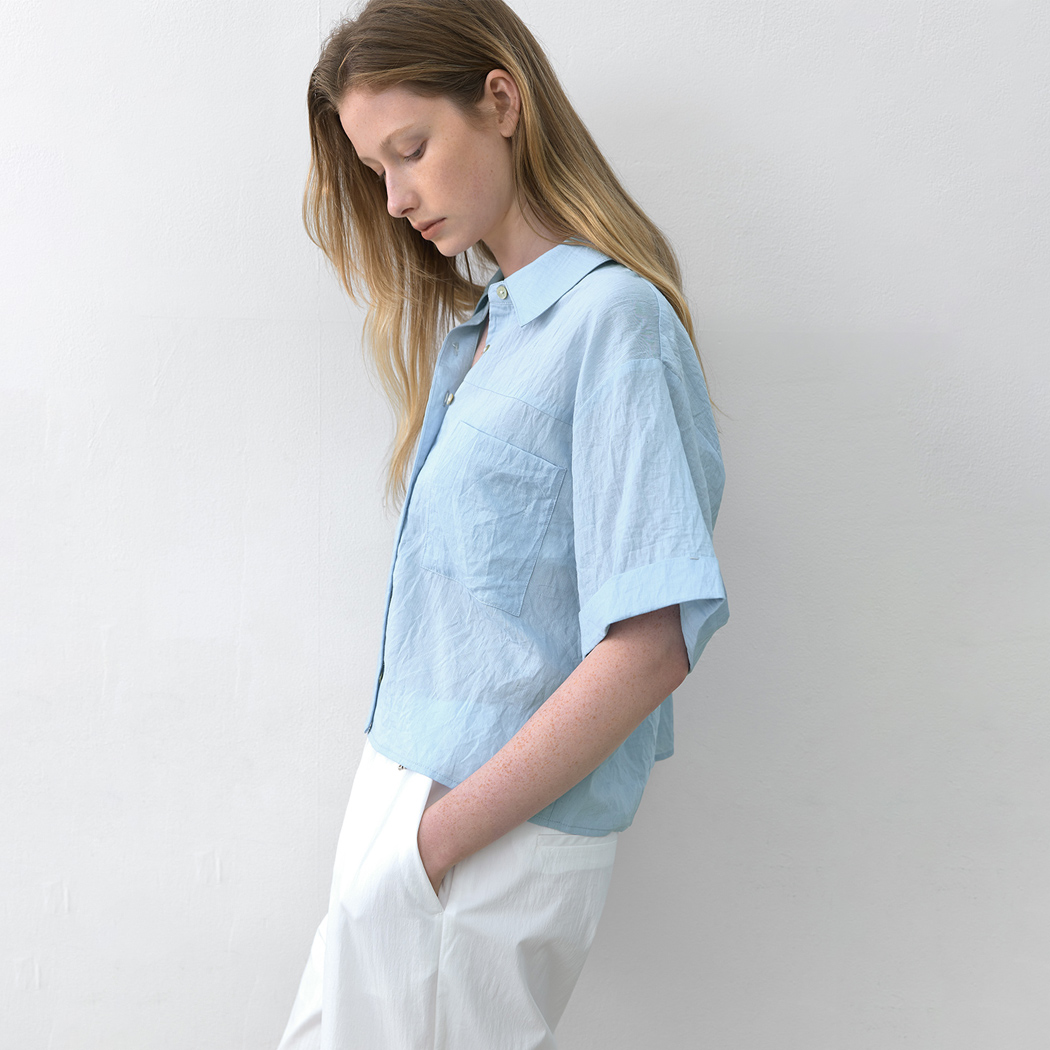 (BL-4343)ESSENTIAL LINEN POCKET SHIRT