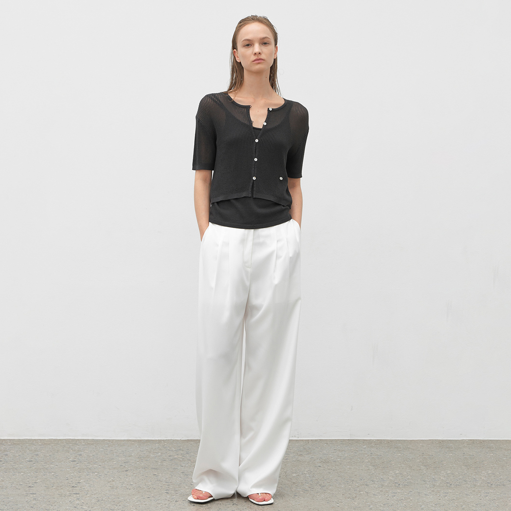 (PT-5647)MOTH SIDE TUCK WIDE PANTS Korea
