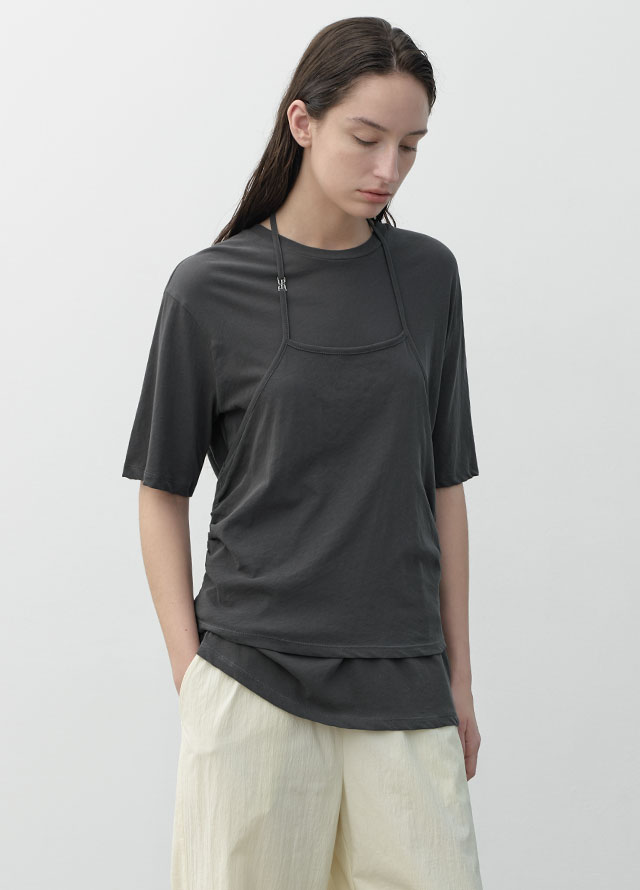 (Z-PT-5406)ESSENTIAL COTTON TUCK HALF PANTS S Korea