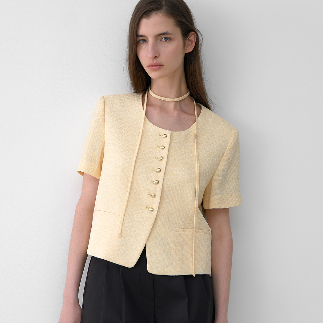 (JK-3024)SUMMER TWEED SET-UP JACKET