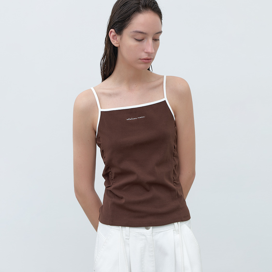 (T-7045)ANN SHIRRING SLEEVELESS TEE