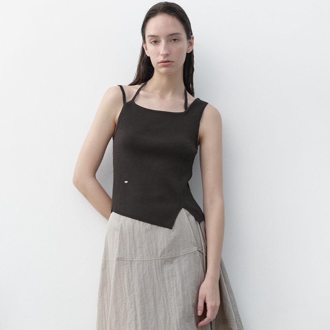 (T-7063)DIAGONAL SLEEVELESS KNIT