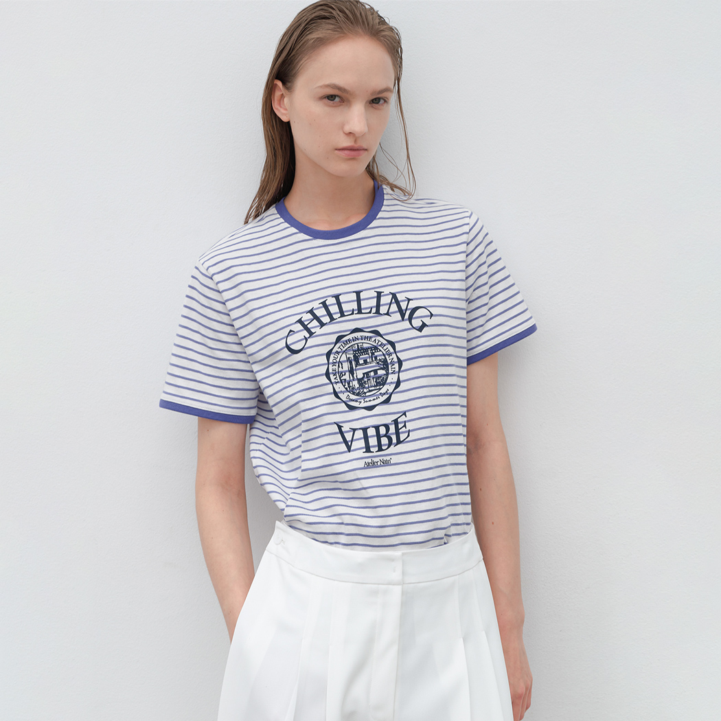 (T-7043)STRIPE VIBE TEE
