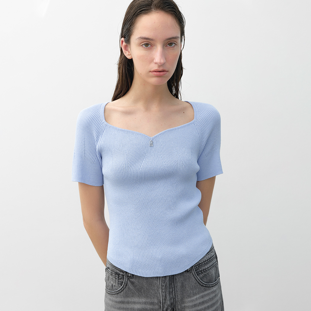 (T-7073)ESSENTIAL DROP LOGO KNIT