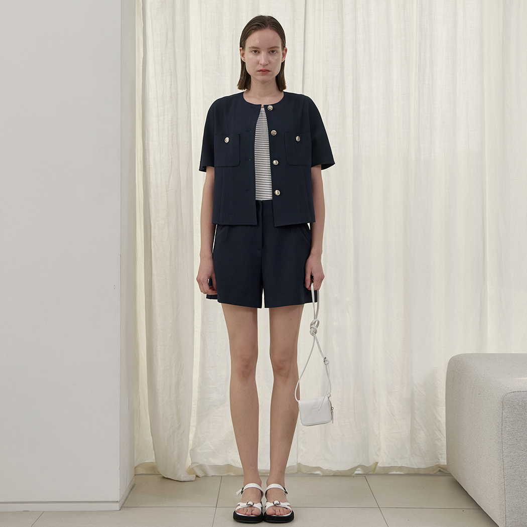 (PT-5535)OUI TWEED SET-UP SHORT PANTS