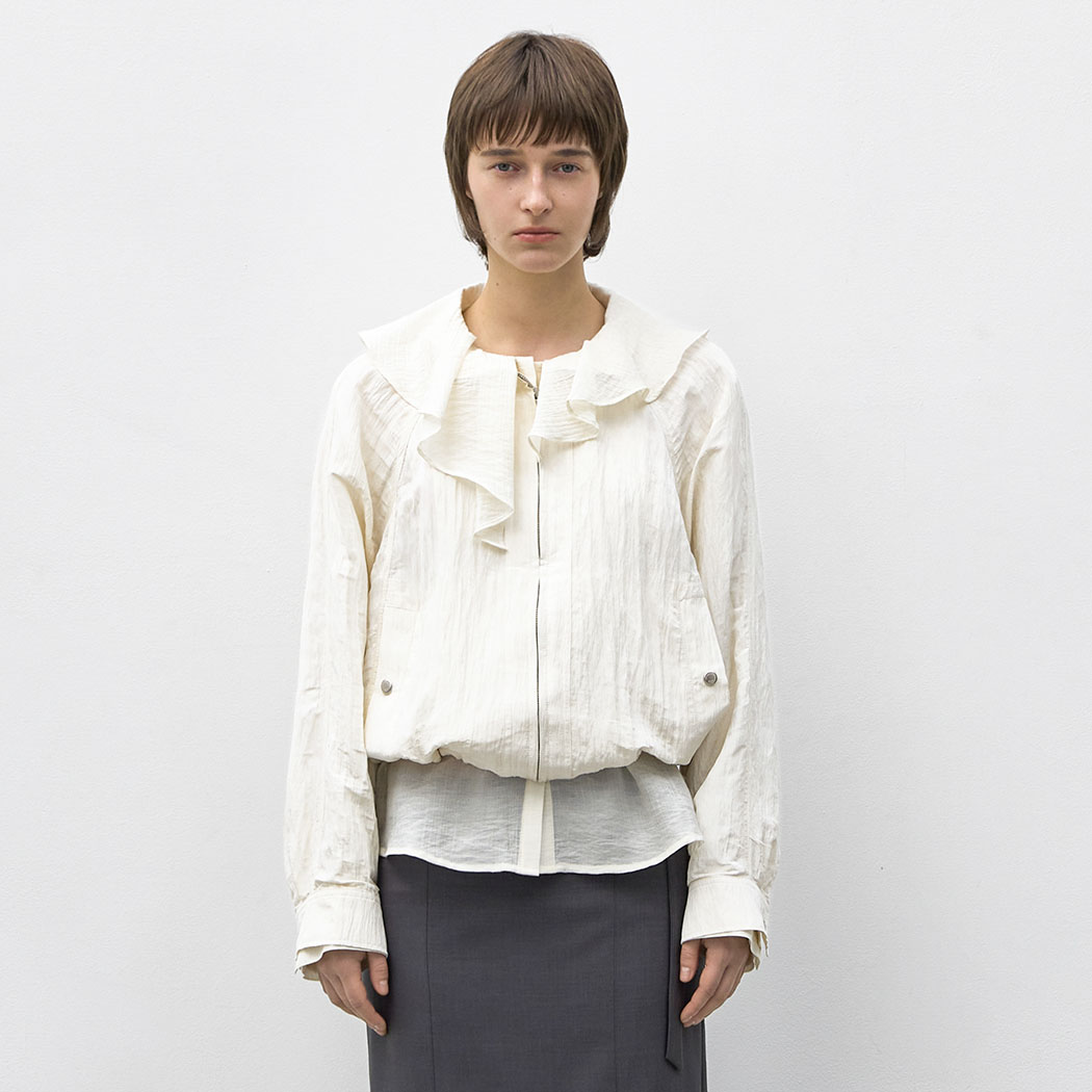 (BL-4293)NECK FLARE RUFFLE SHIRT