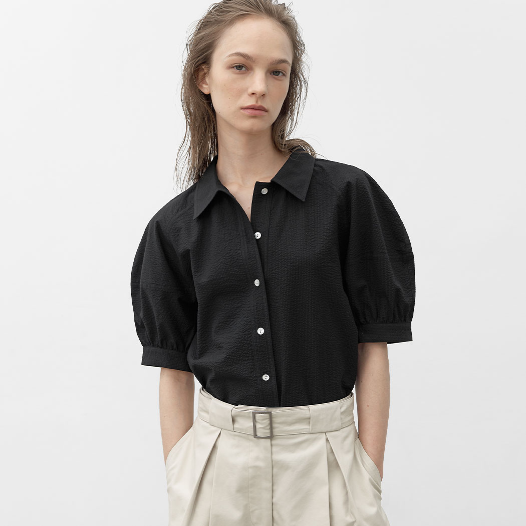(BL-4342)RAGLAN PUFF WRINKLE BLOUSE