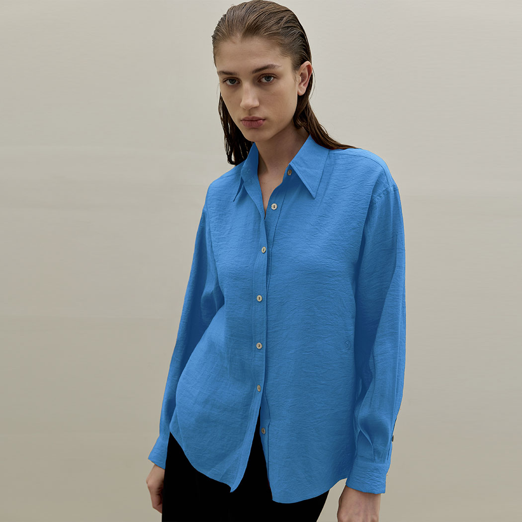 (BL-4182) Classic loose fit embroidered shirt Korea