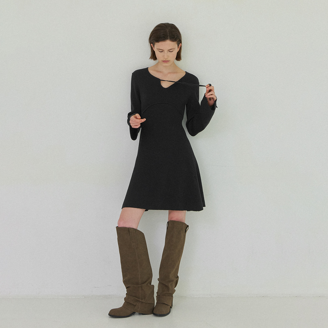 (OP-6225)JENNA RIBBON KNIT DRESS Korea