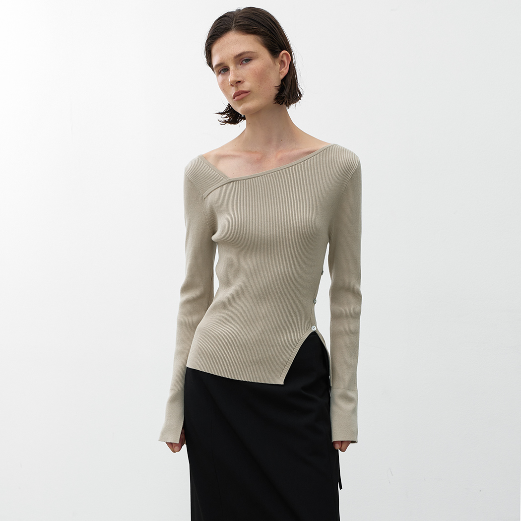 (ZT-6734)UNBALANCED CUTOUT SLIM LONG KNIT Korea