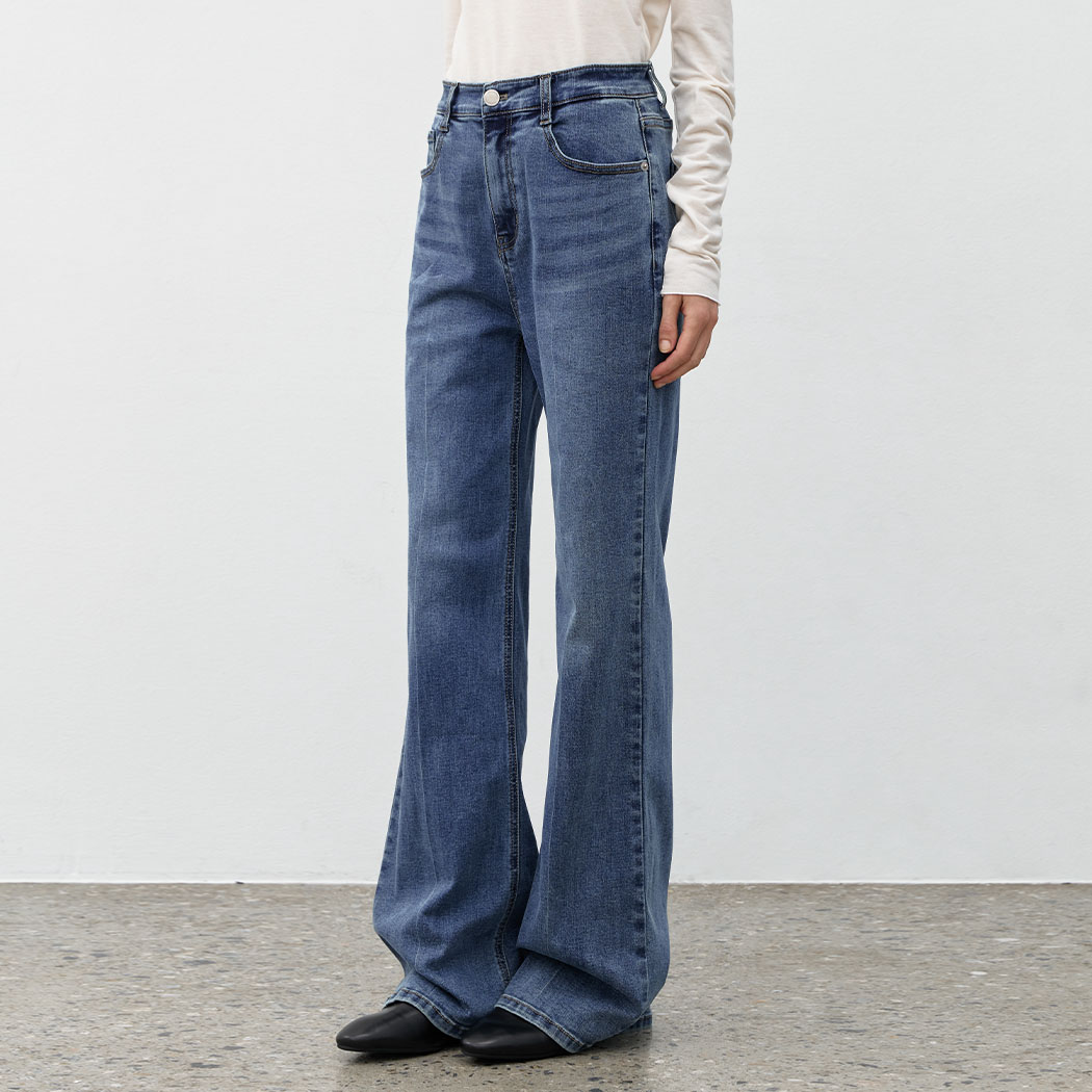 (X-PT-5483)SLIM LINE SEMI BOOTCUT DENIM PANTS