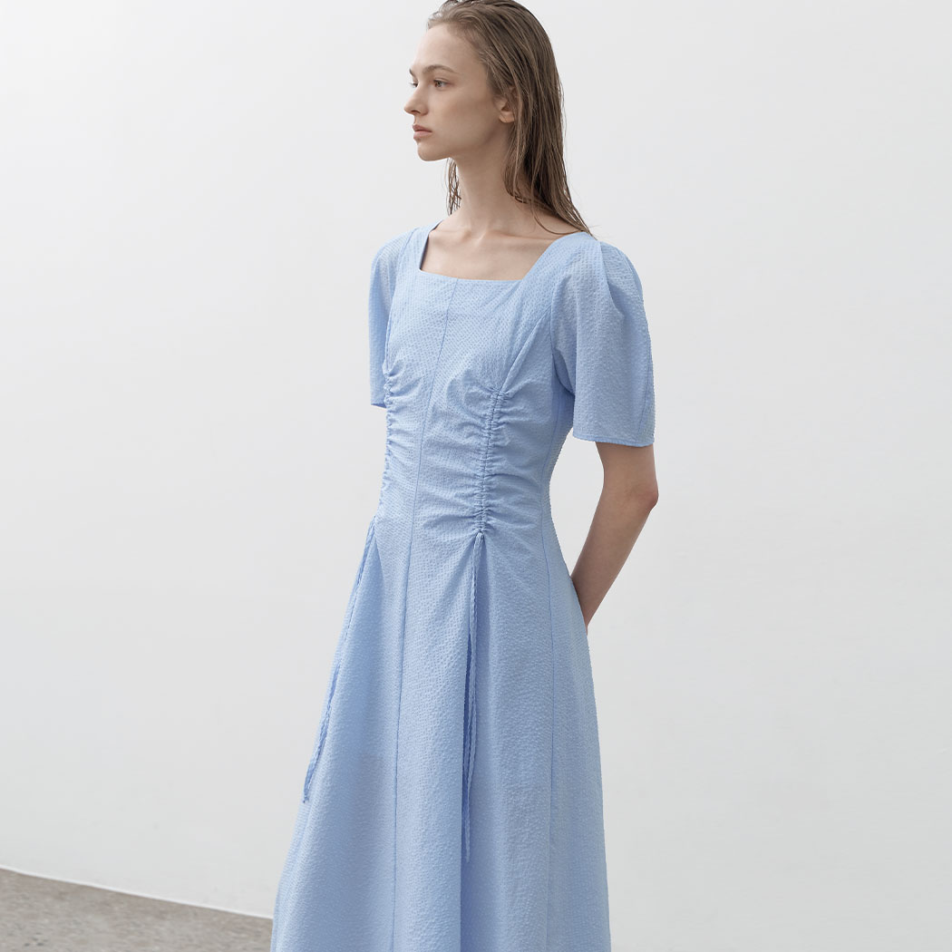 (OP-6273)SQUARE NECK PUFF LONG DRESS