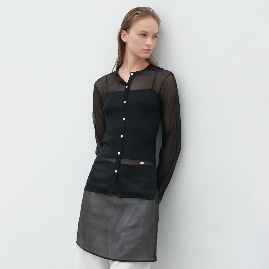 (CD-2205)VEILYN SHEER RIBBED CARDIGAN