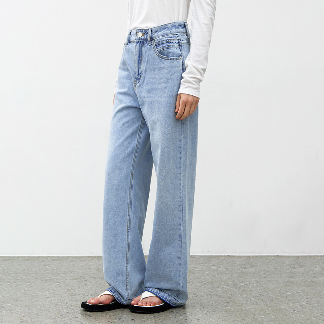 (X-PT-5679)LOOSE STRAIGHT DENIM PANTS