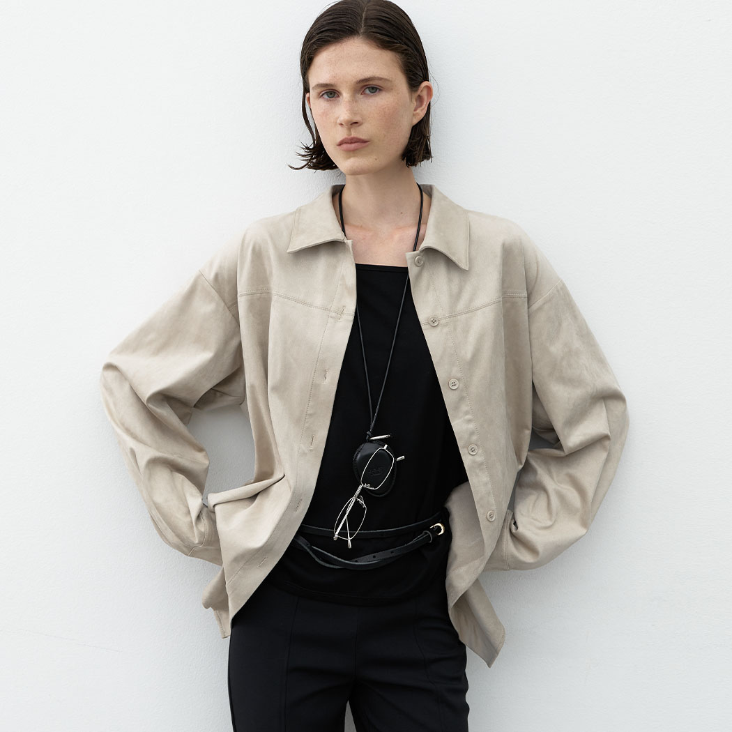 (Z-BL-4306)ESSENTIAL SUEDE BELTED SHIRT S