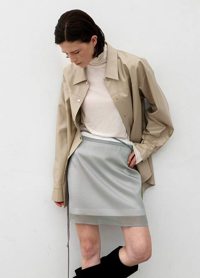 (Z-BL-4306)ESSENTIAL SUEDE BELTED SHIRT S Korea