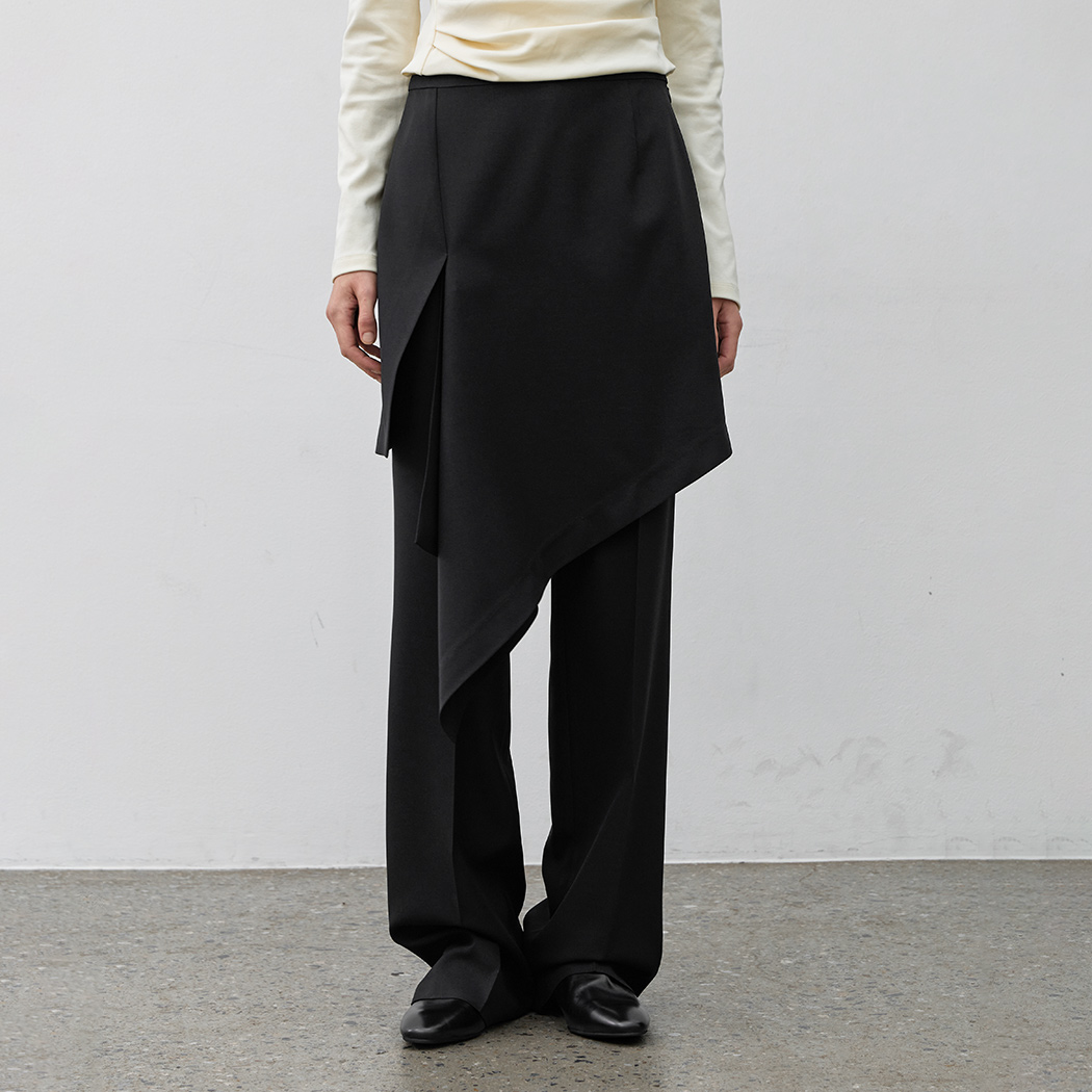 (PT-5700)TAUBE SKIRT LAYERED PANTS