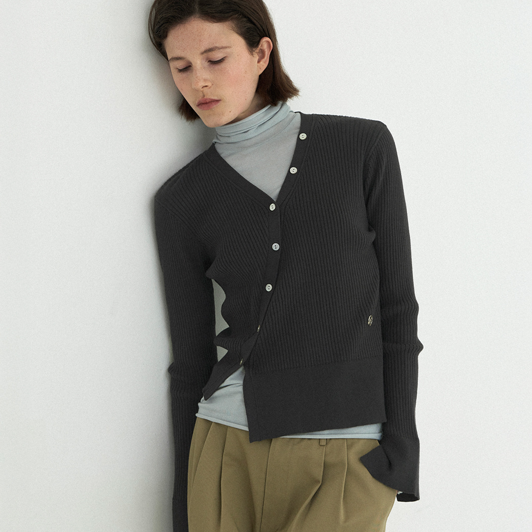 (Z-CD-2130)UNBAL SLIM KNIT CARDIGAN