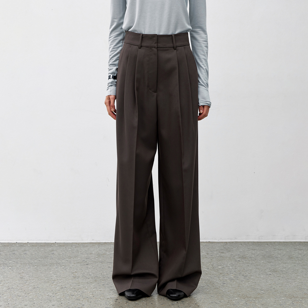 (PT-5684)ESSENTIAL LOG TWO TUCK PANTS