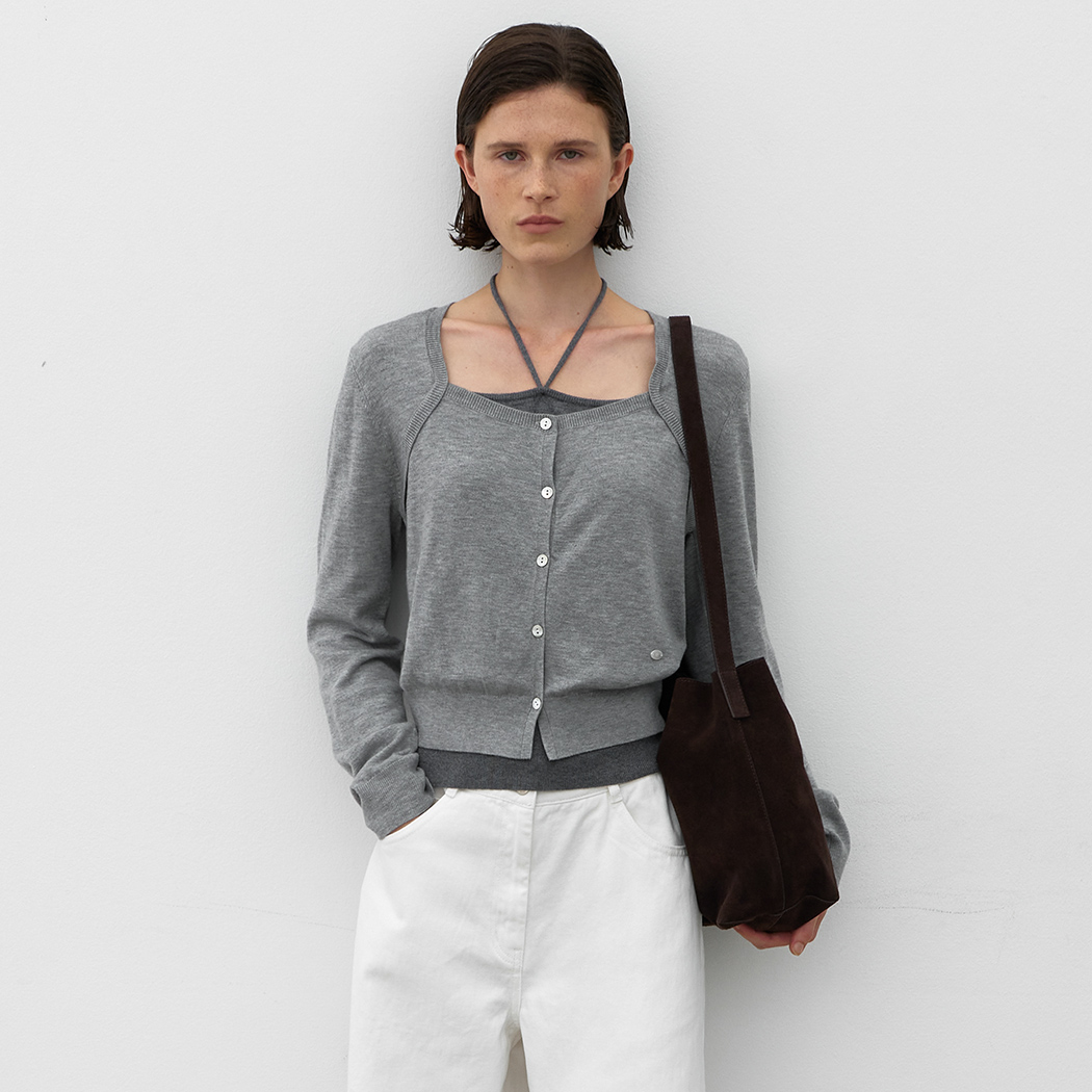 (CD-2211)MOARE KNIT TOP&CARDIGAN SET S