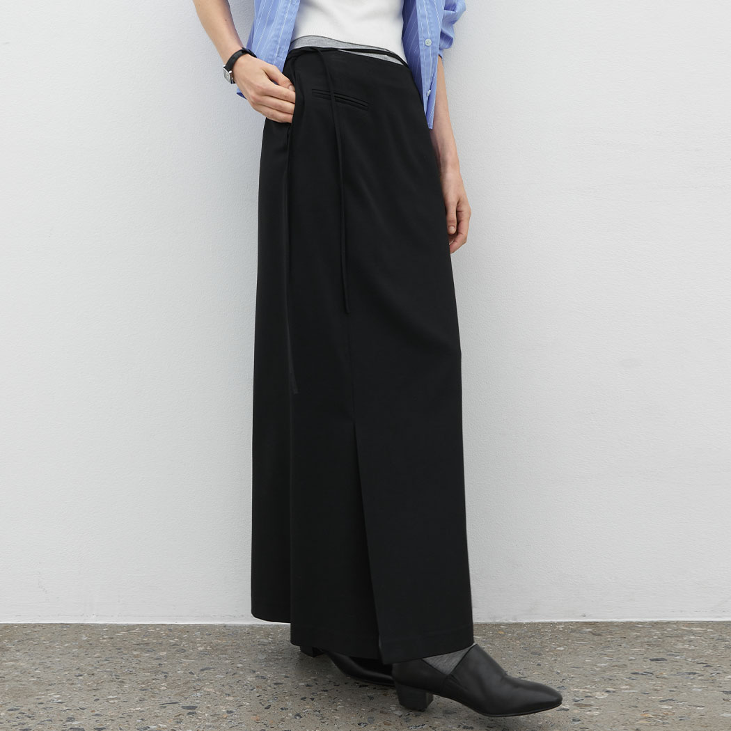 (SK-5046)ESSENTIAL FRONT SLIT LONG SKIRT