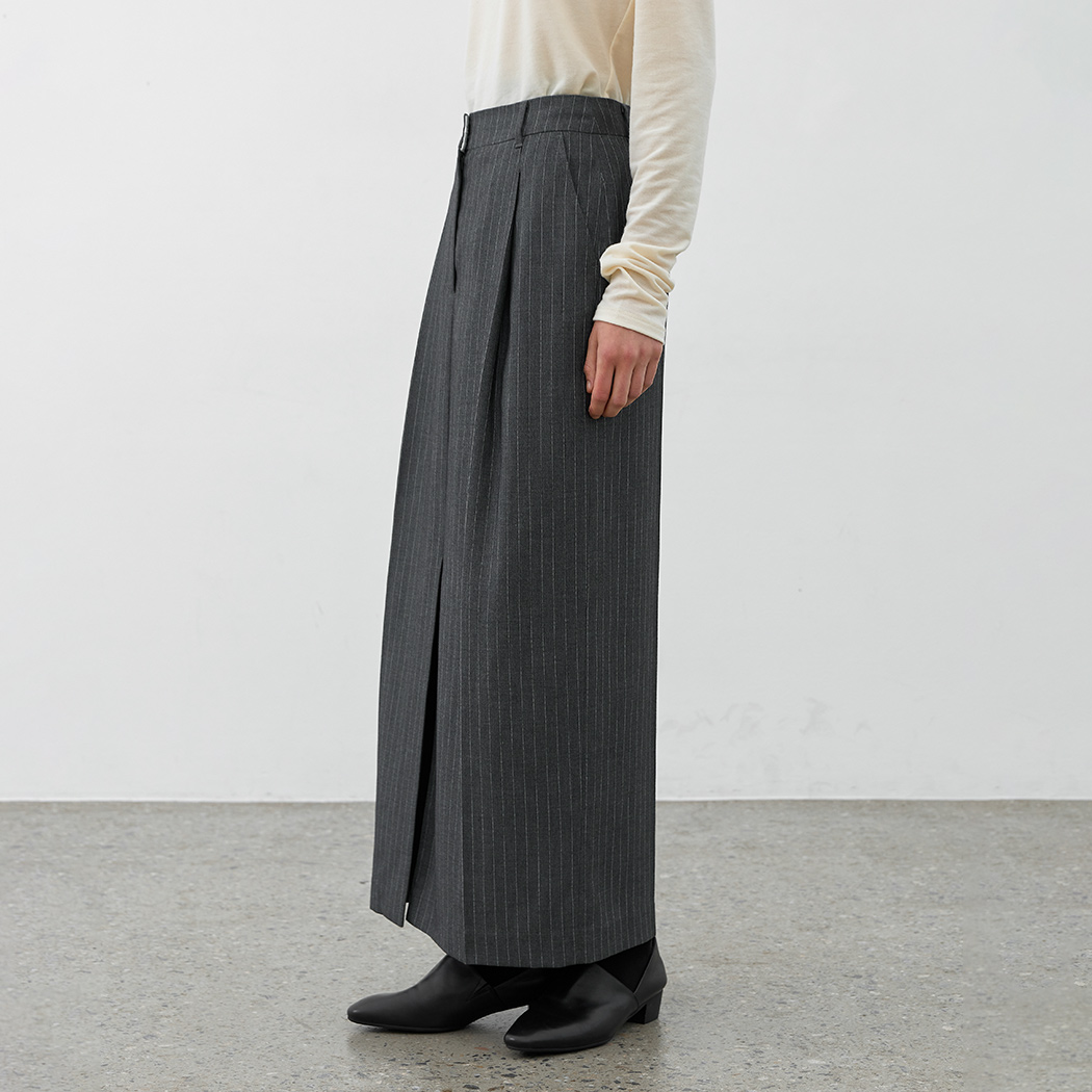 (SK-5044)ESSENTIAL STRIPE TUCK LONG SKIRT