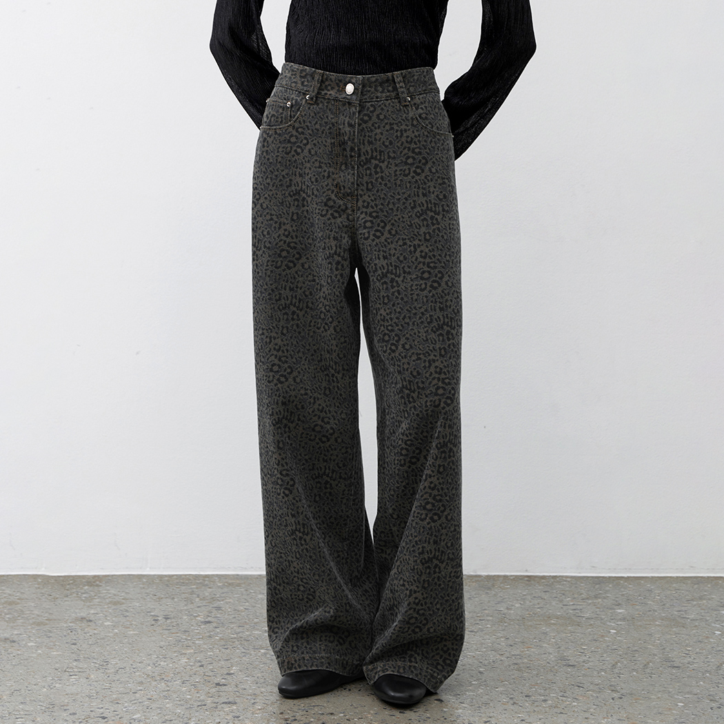 (PT-5701)LEOPARD WIDE LEG PANTS