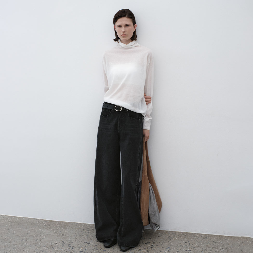 (Z-PT-5513)FRENCH WIDE FIT DENIM PANTS