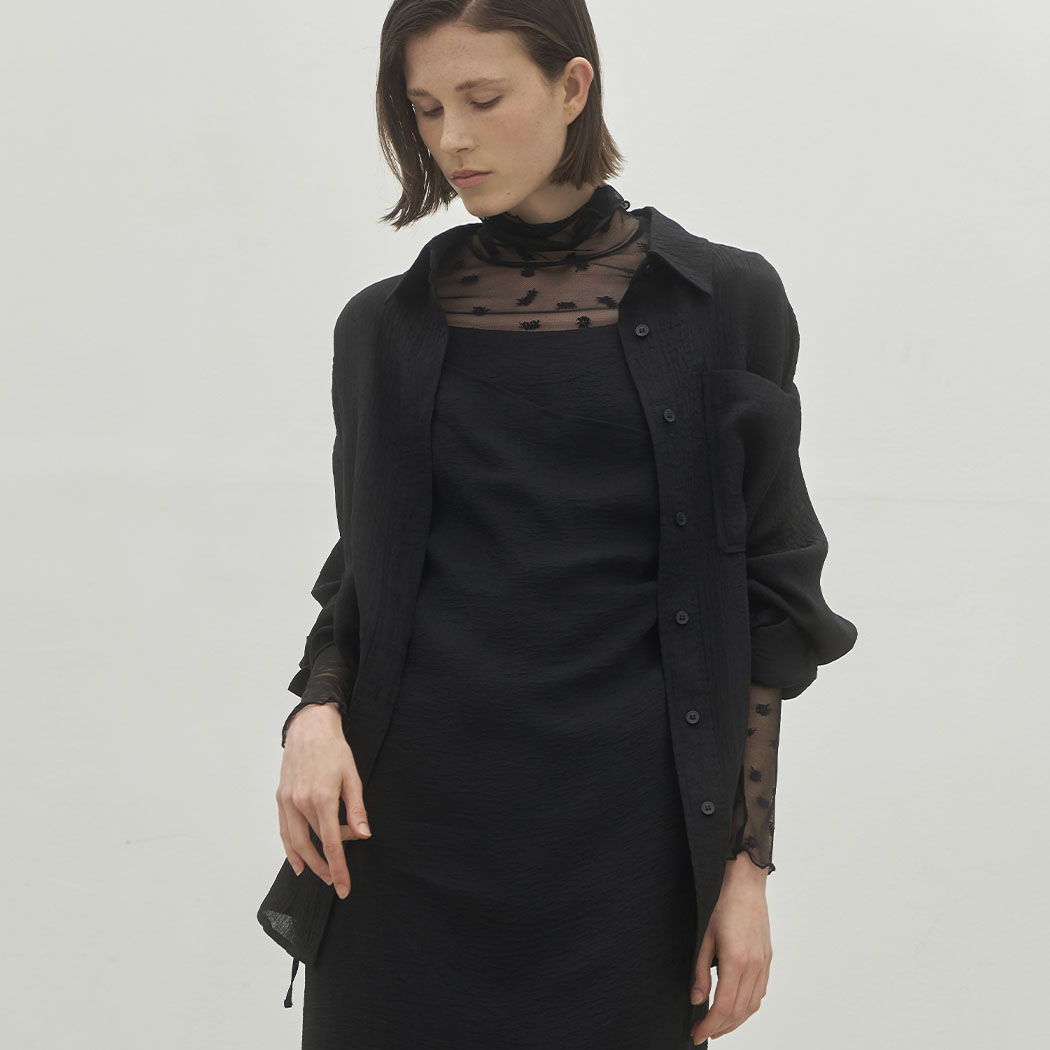 (BL-4271)AMBER STRING OVERFIT SHIRT