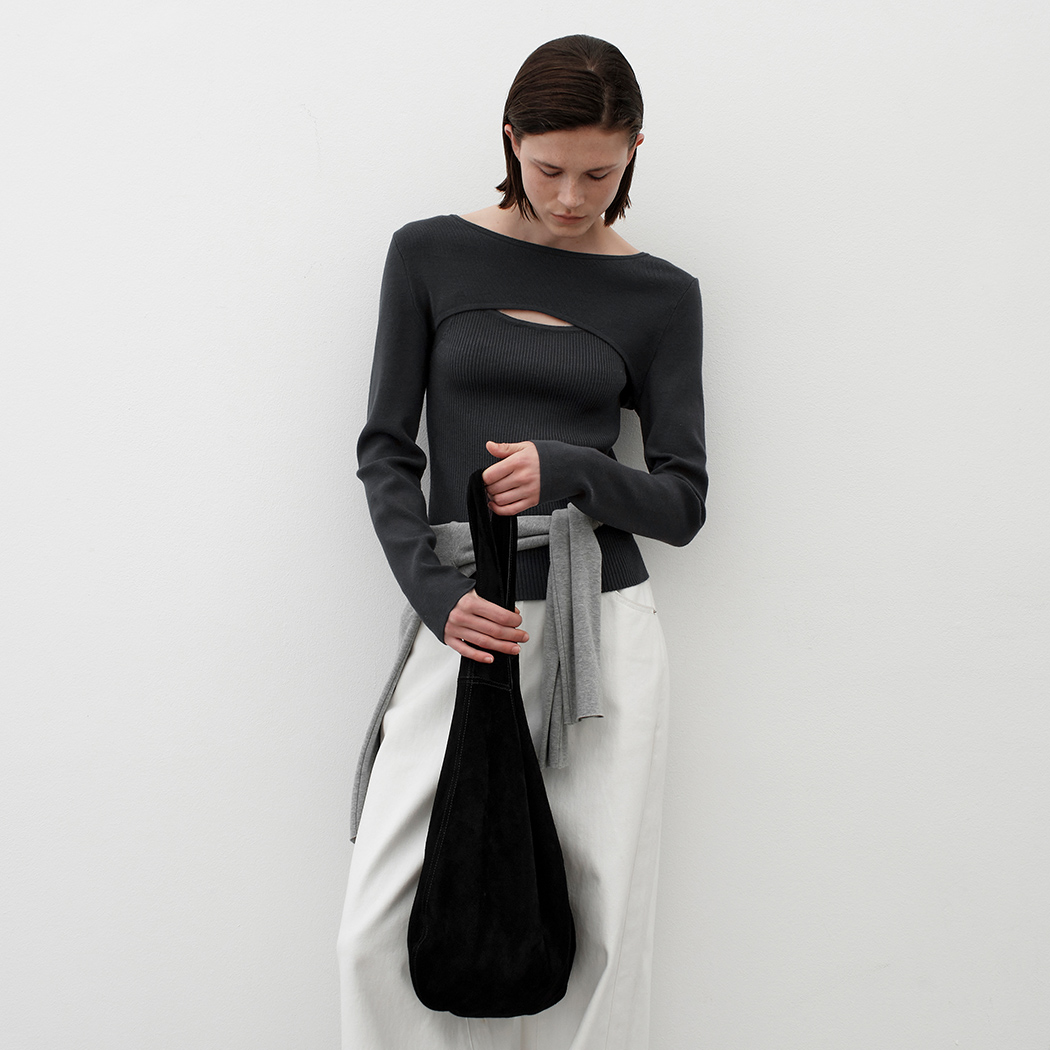 (T-7111) RAVI KNIT TOP&SLEEVELESS SET S