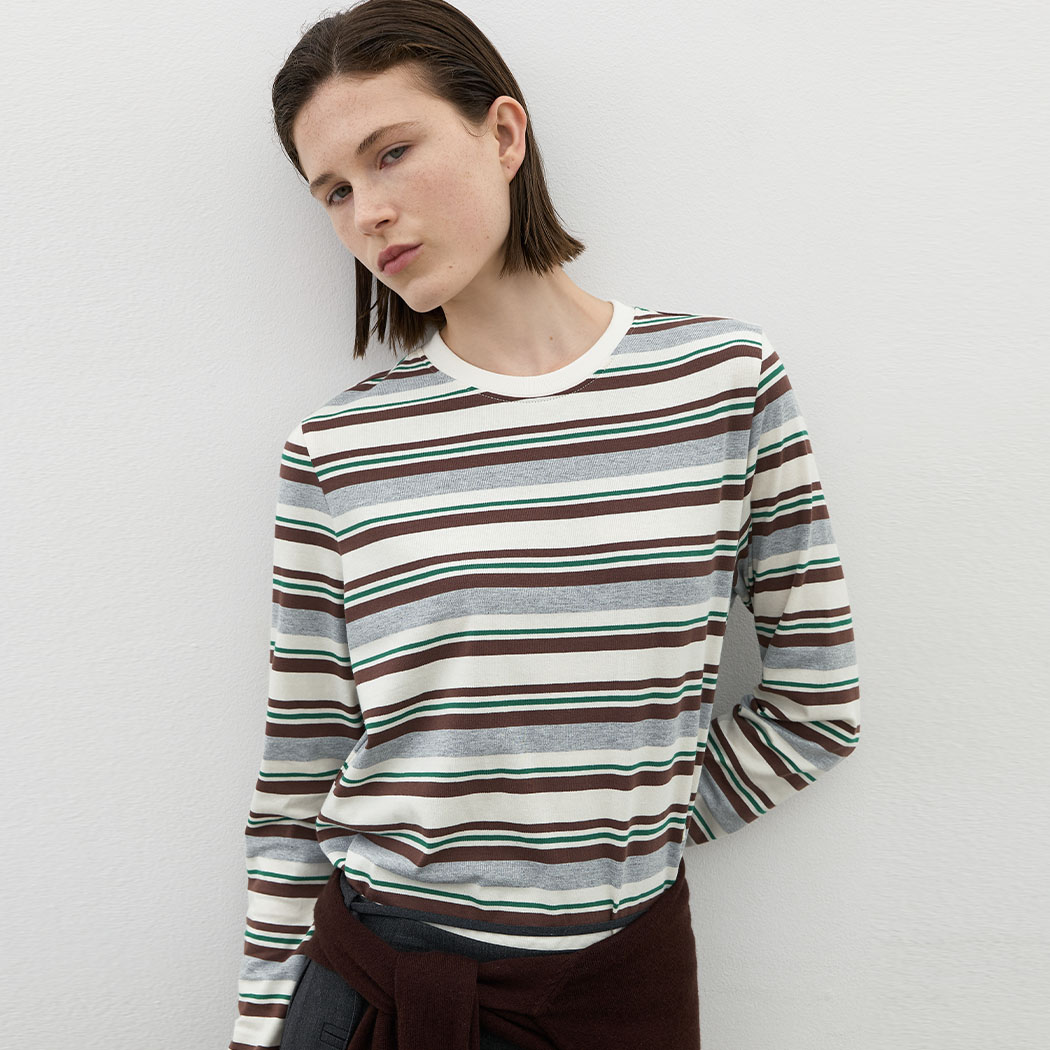 (T-7128)AVERY STRIPE SLIM TEE