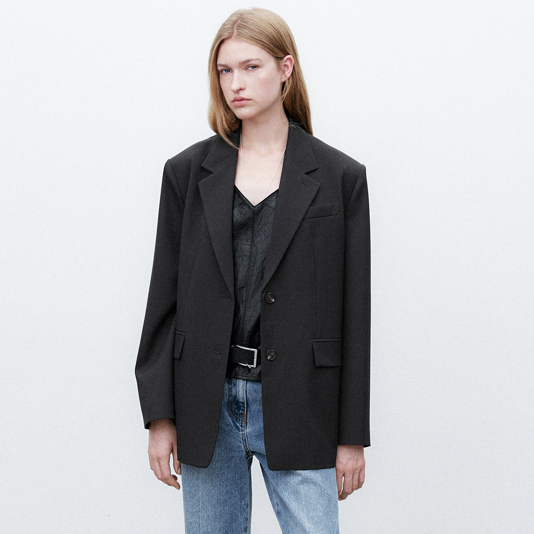 (JK-3033)BACK SLIT SINGLE JACKET