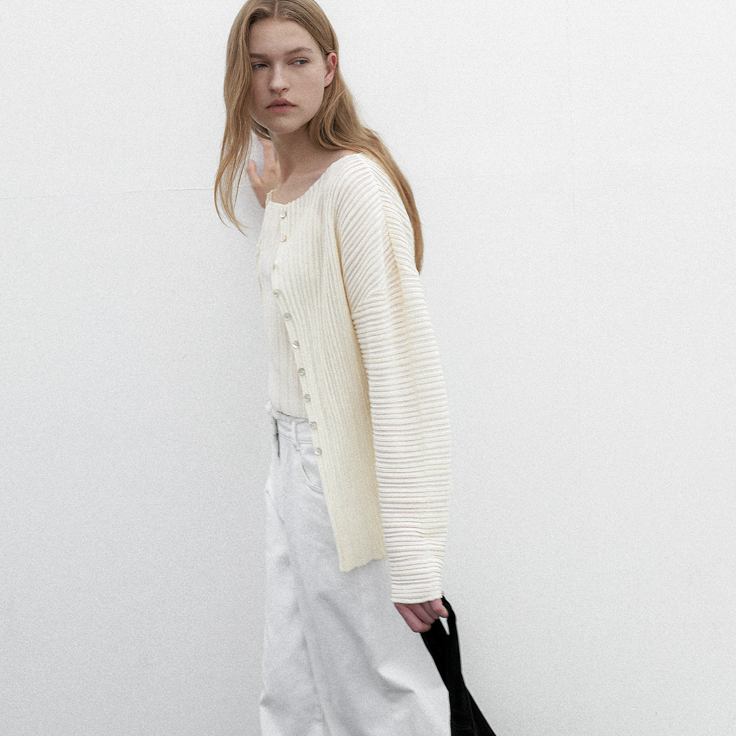 (CD-2231)ACCORD PLEATS TWO-WAY LONG CARDIGAN