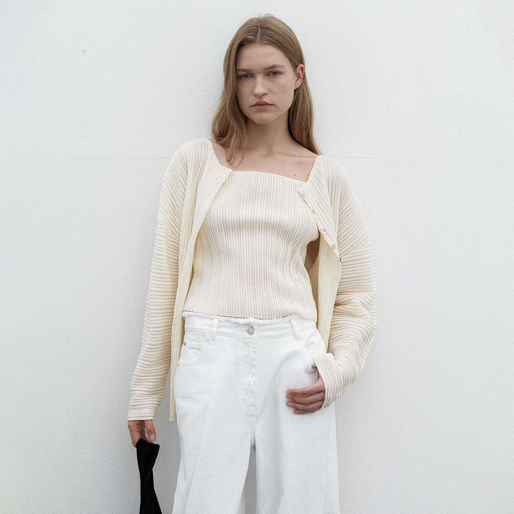 (T-7130)ACCORD PLEATS CAMISOLE KNIT