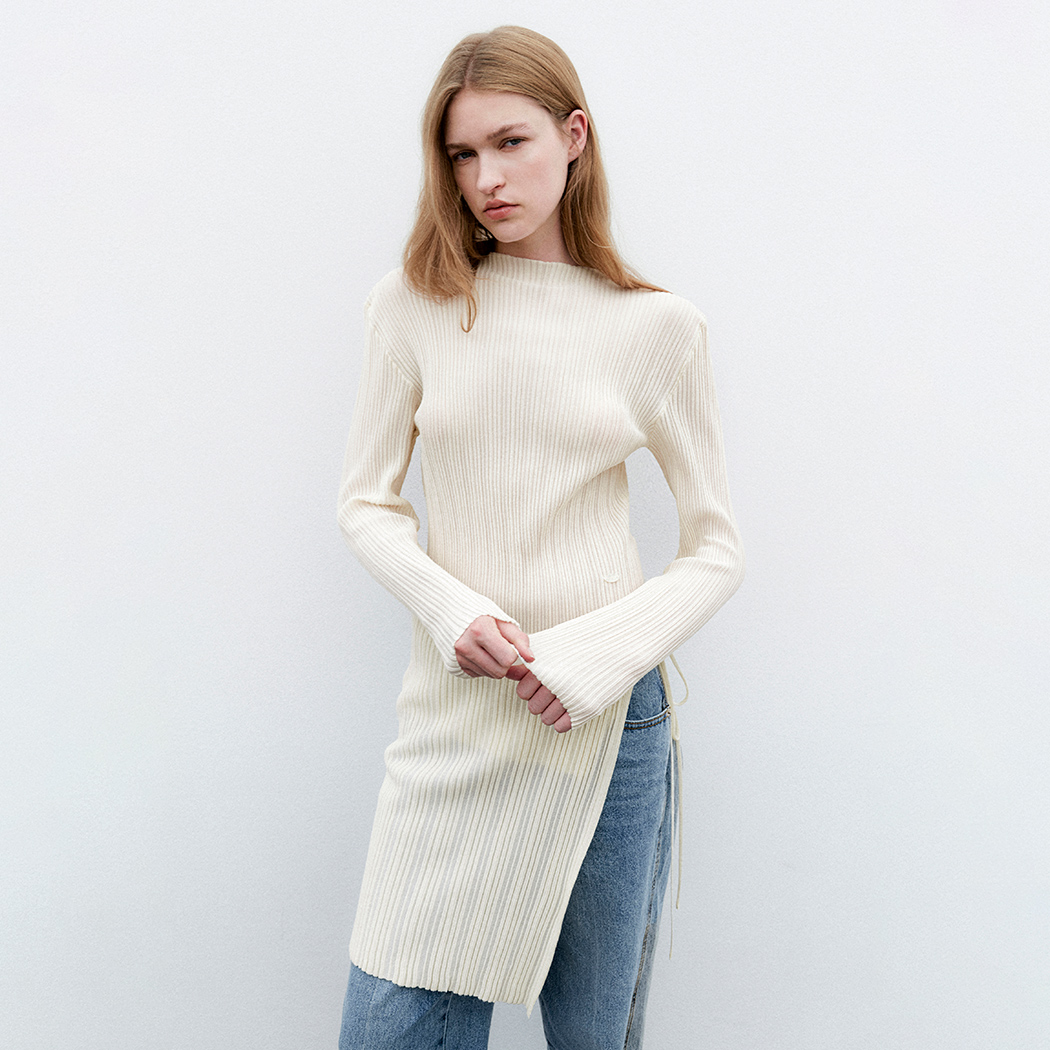 (T-7114)ACCORD PLEATS SLIM KNIT