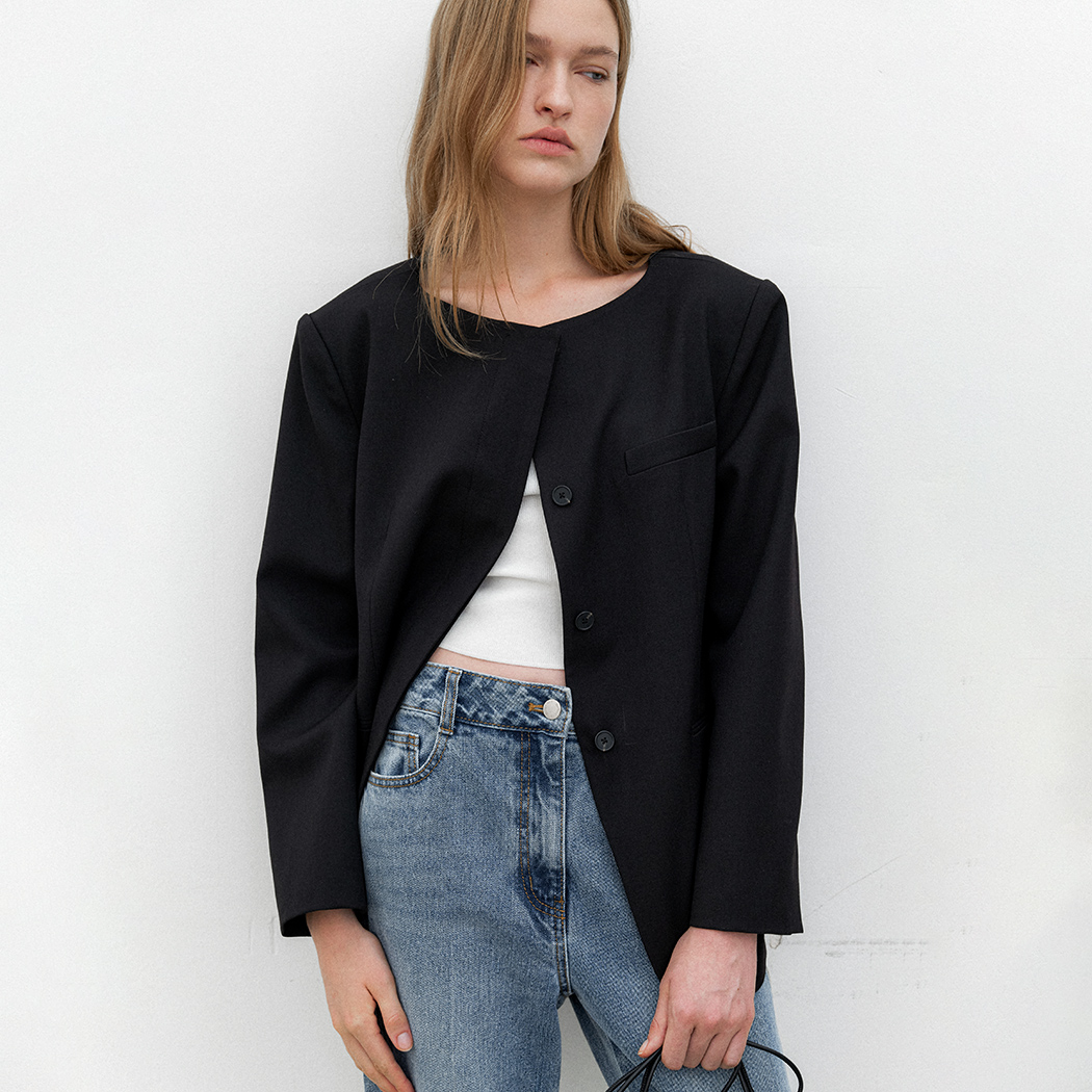 (JK-3034)CLEAN FIT BLACK JACKET