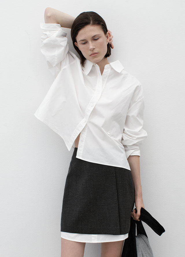 (BL-4372)ESSENTIAL SOLID CROP SHIRT Korea