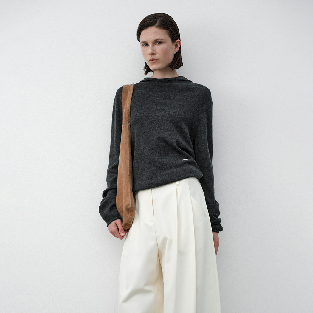 (T-7106)SOFT WOOL HOODIE KNIT