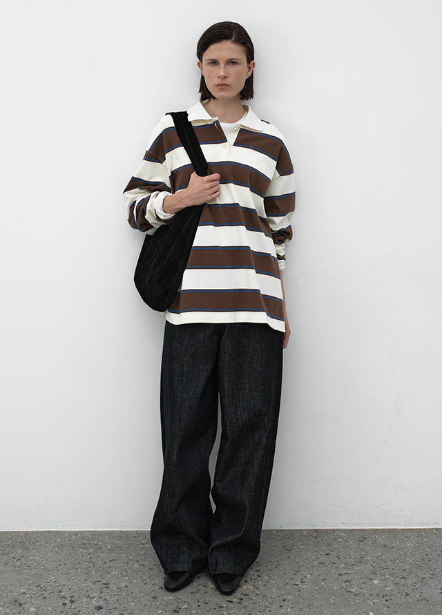 (PT-5693)LOOSE FIT CURVED DENIM PANTS Korea