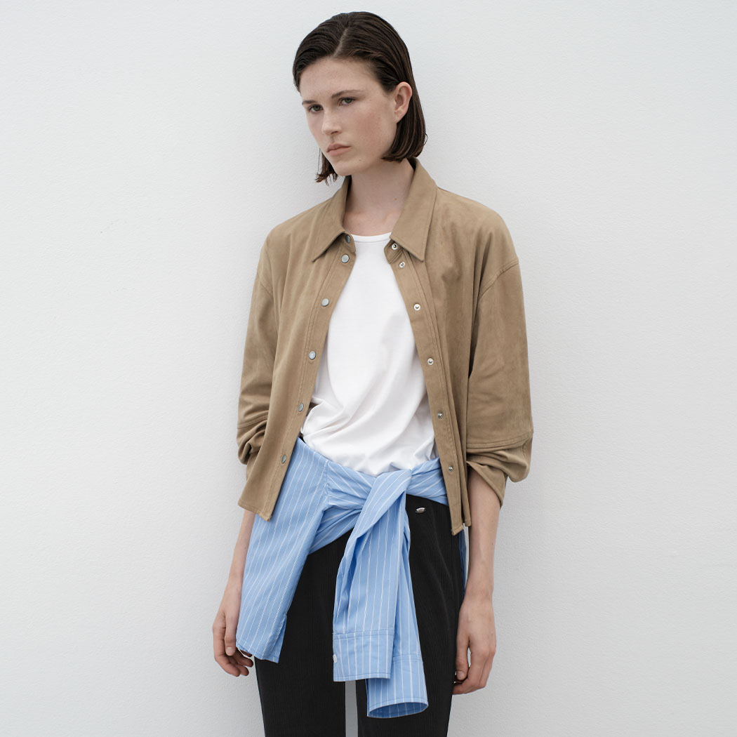 (BL-4351)NOVA SEMI CROP SUEDE SHIRT