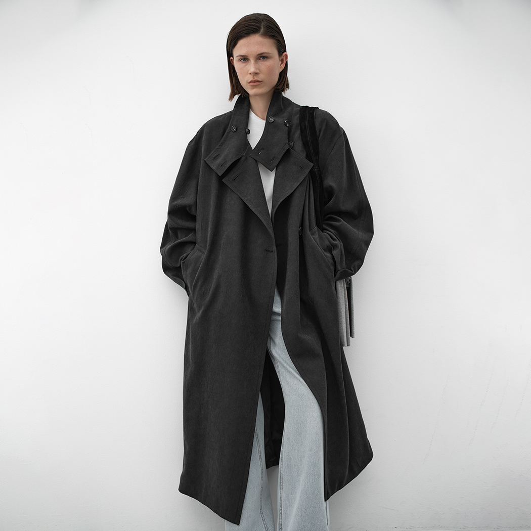 (CT-1466)PEACH SHOULDER PAD TRENCH COAT