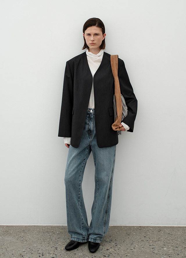 (T-7117)SHEER LIGHT POLO NECK KNIT Korea