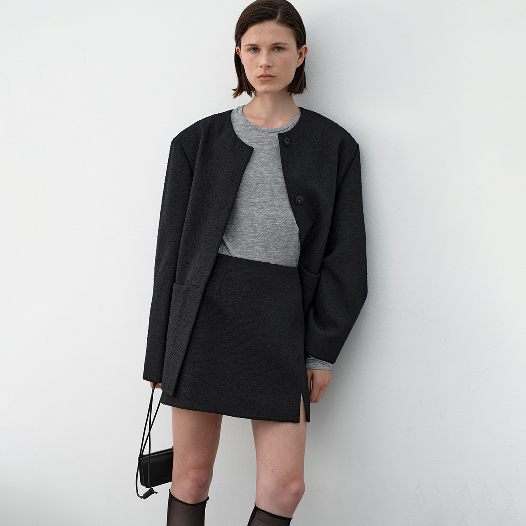 (SK-5049)SLIT TWEED SET-UP MINI SKIRT