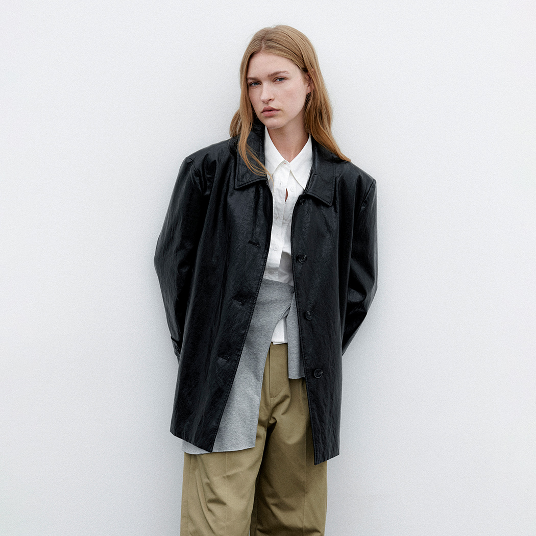 (JK-3047)LEATHER SINGLE HALF JACKET