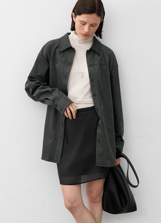 (Z-BL-4306)ESSENTIAL SUEDE BELTED SHIRT S Korea
