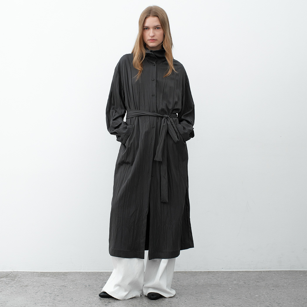 (OP-6304)HIGH NECK BELTED OUTER DRESS S