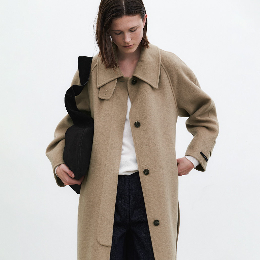 (CT-1454)KNIT SET BALMACCAN HANDMADE LONG COAT